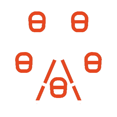 Animated white and red ferris wheel.